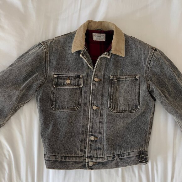 Vintage 1990 Polo Ralph Lauren Flannel Lined Denim Trucker Jacket - Picture 9 of 14
